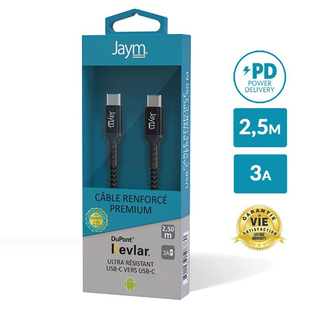 Câble ultra renforcé USB-C vers USB-C 2,5 m