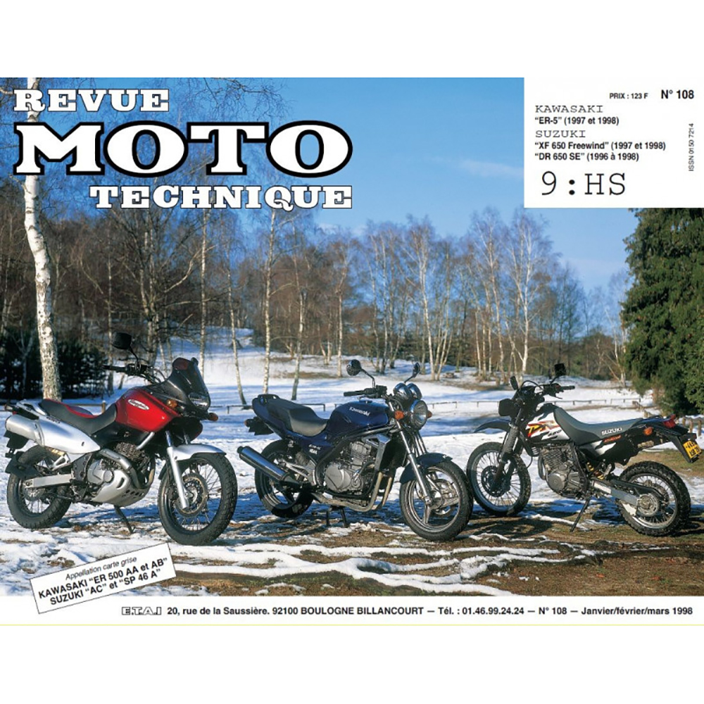 RMT 108.2 KAWASAKI ER-5 (1997 à 1998) et SUZUKI XF650 - DR650 (1996 à 1998)