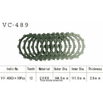 Disques garnis d'embrayage VC489 Kyoto